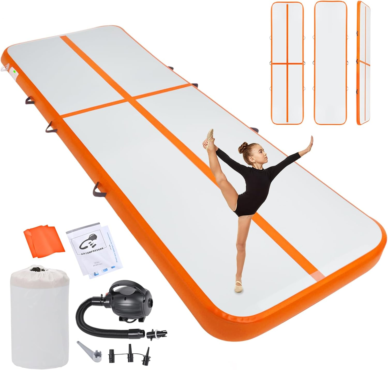 Advwin Air Track Inflatable Gymnastics Mat for Home Gym Training, 3M/4M/5M Tumbling Mat for Cheerleading Yoga W/Electric Pump & Storage Bag,Anti-Slip & Waterproof