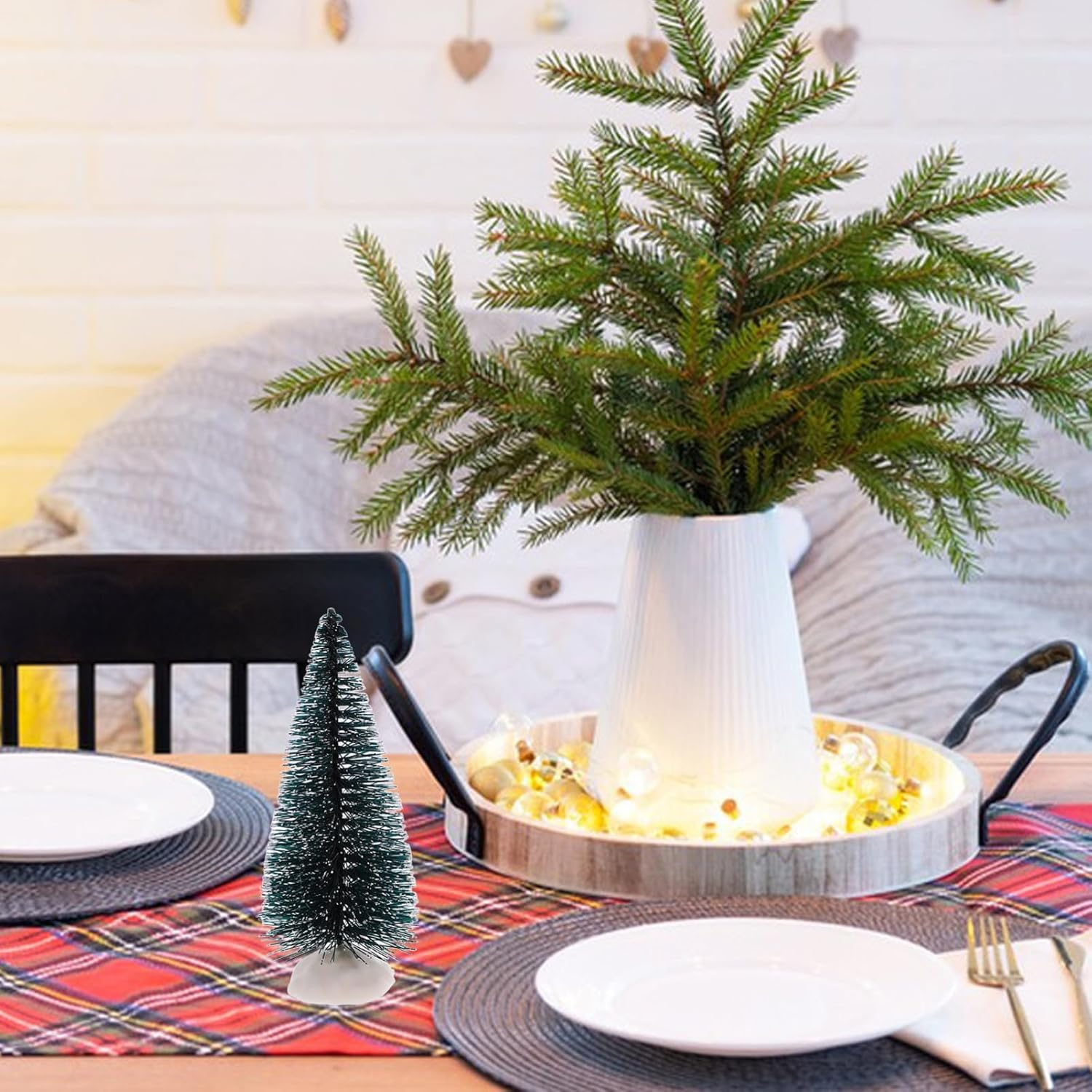 10Pcs Mini Artificial Christmas Tree Desktop Decorations for Xmas Party Home Table Decor Miniature Xmas Trees image number 6