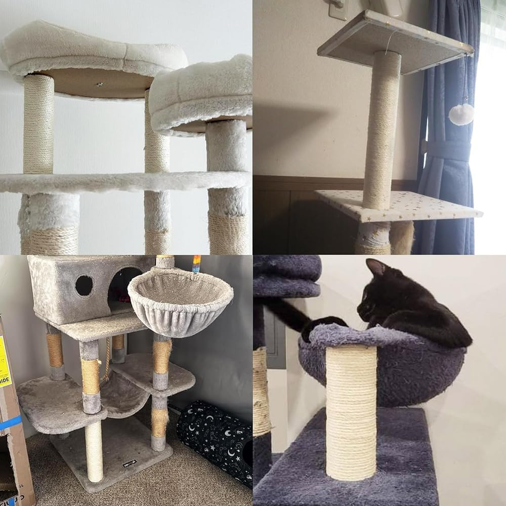 4 Pcs Natural Sisal Replacement Cat Scratching Post, Sisal Cat Climbing Frame, Cat Scratching Post Replacement with M8 Screws,For Kitten Tree Tower Cat Furniture Accessories image number 3