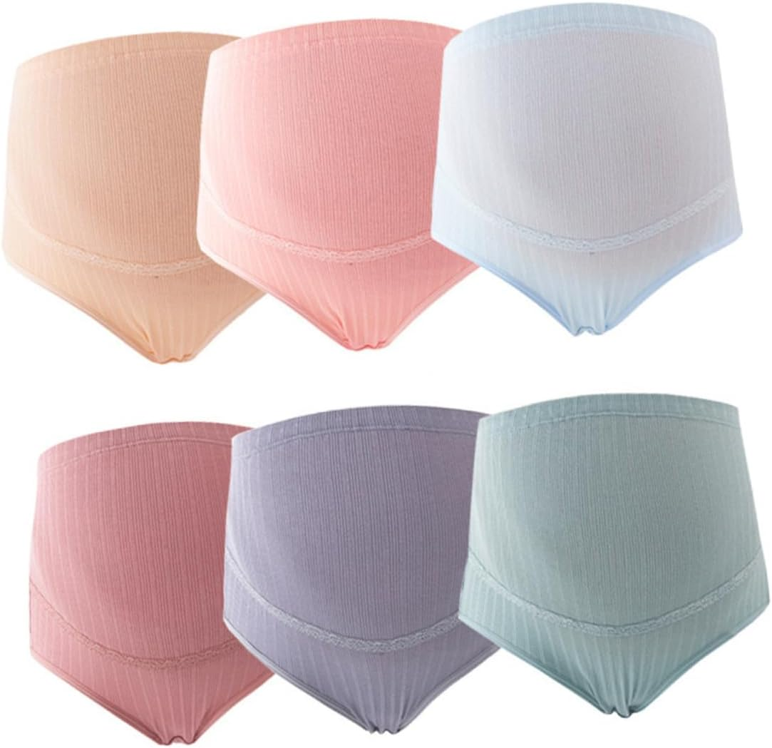 3Pcs High Waist Maternity Panties Cotton Women Underwear for Pregnant Seamless Pregnancy XL Skin Blackish image number 4