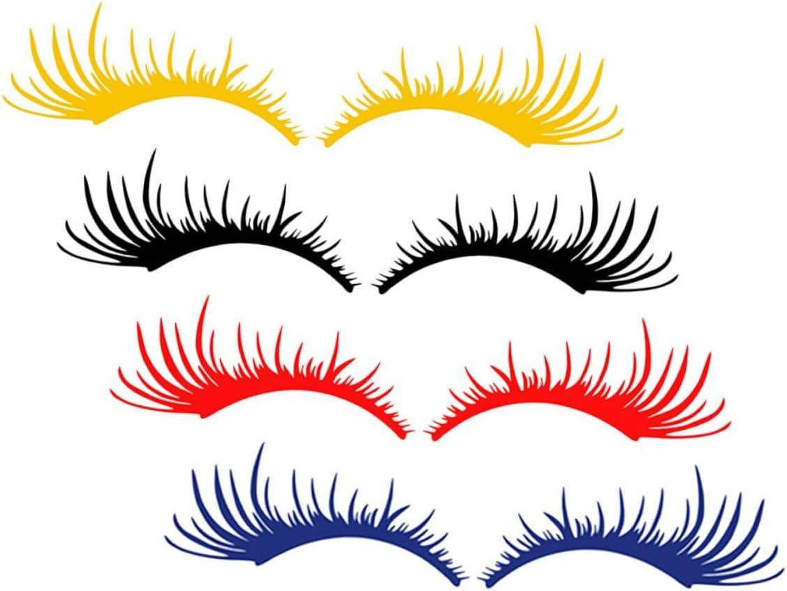 MAGICLULU 4 Pairs Car Eyelash Headlight Decals Auto Exterior Decor Multi-Color Pet Stickers Vehicle Styling for Cars Trucks Bikes image number 1
