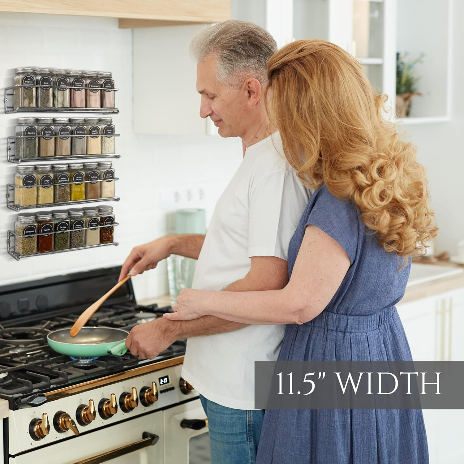 Gorgeous Spice Rack Organizer for Cabinets or Wall Mounts - Space Saving Set of 4 Hanging Racks - Perfect Seasoning Organizer for Your Kitchen Cabinet, Cupboard or Pantry Door image number 1