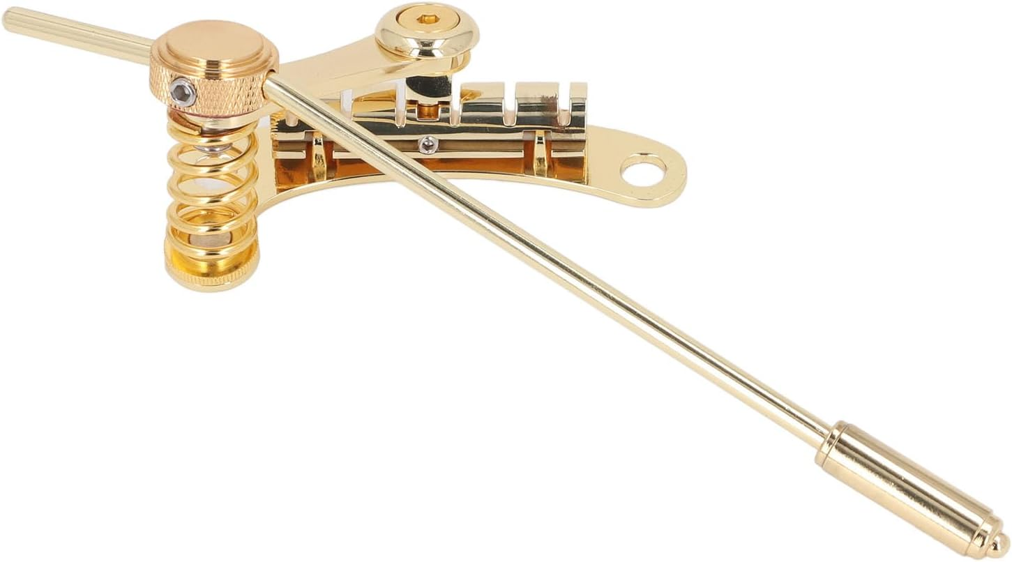Guitar Tailpiece Tremolo, Flat Top Body Tremolo Unit Vibrato Bridge, Gold Aluminum Alloy Bar Guitar Tremolo Replacement for SG LP Style Flat Top Electric Guitar Parts image number 2