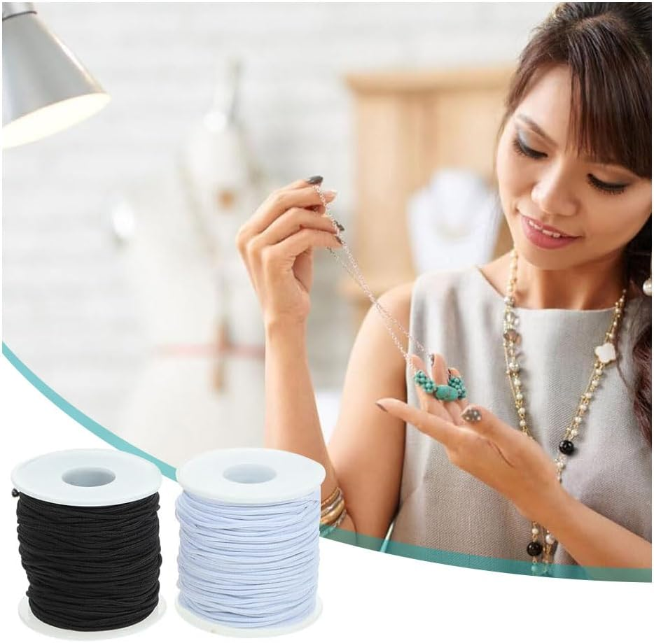 2PC Nylon Bracelet String, 1Mm Nylon Thread String Beading Thread Black White Chinese Knotting Cord for Friendship Bracelet Necklace Jewellery Making DIY Macrame Craft, 200 Yards Totally image number 5