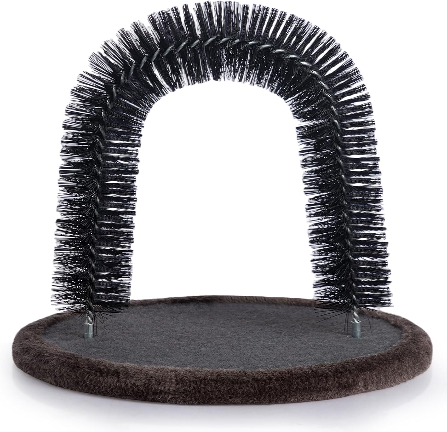 Hollypet Self Grooming Massager and Scratcher Toy - Cat Arch Brush for Back Grooming, Hair Cleaner Pads, Dark Gray