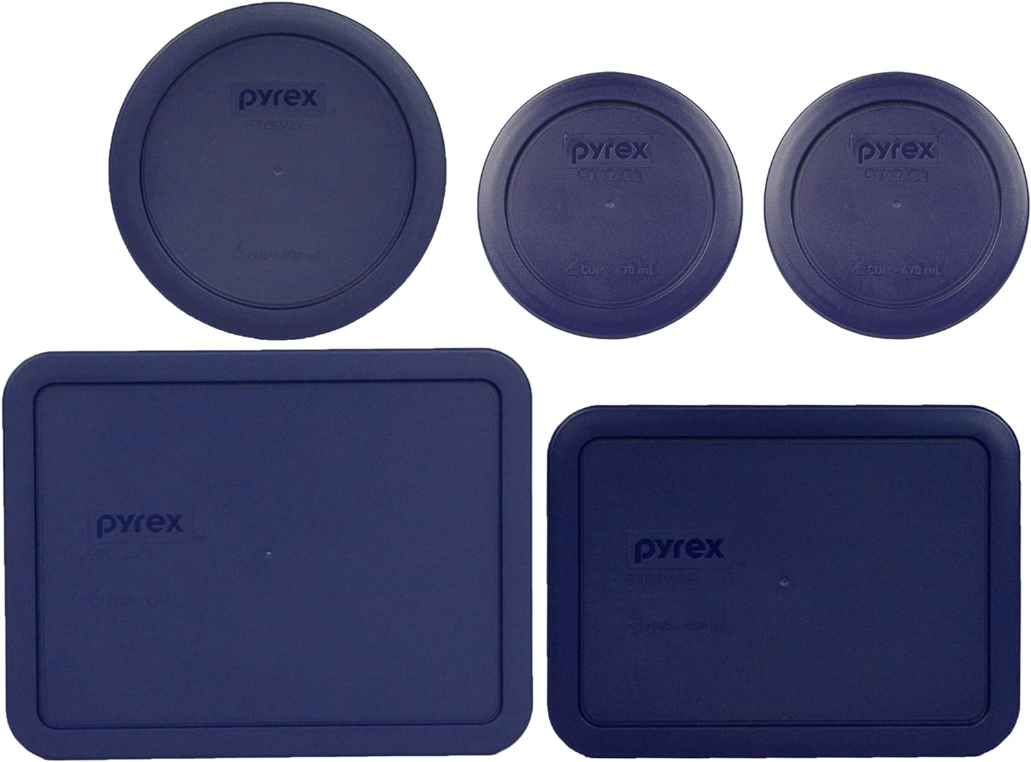 Pyrex (2) 7200-PC 2 Cup, (1) 7201-PC 4 Cup, (1) 7210-PC 3 Cup, and (1) 7211-PC 6 Cup Blue Plastic Storage Lids image number 2