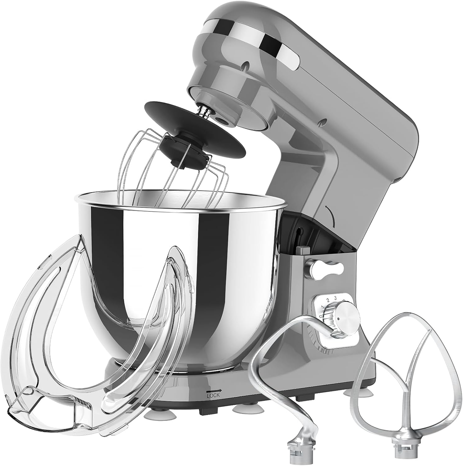 YOPOWER Stand Mixer, 6-Speed Multi-Function Food Processor & Kitchen Machine with Dough Hook, Whisk, Beater, Pasta Maker, Meat Grinder & Sausage Stuffer, Electric Food Mixer for Baking & Cooking