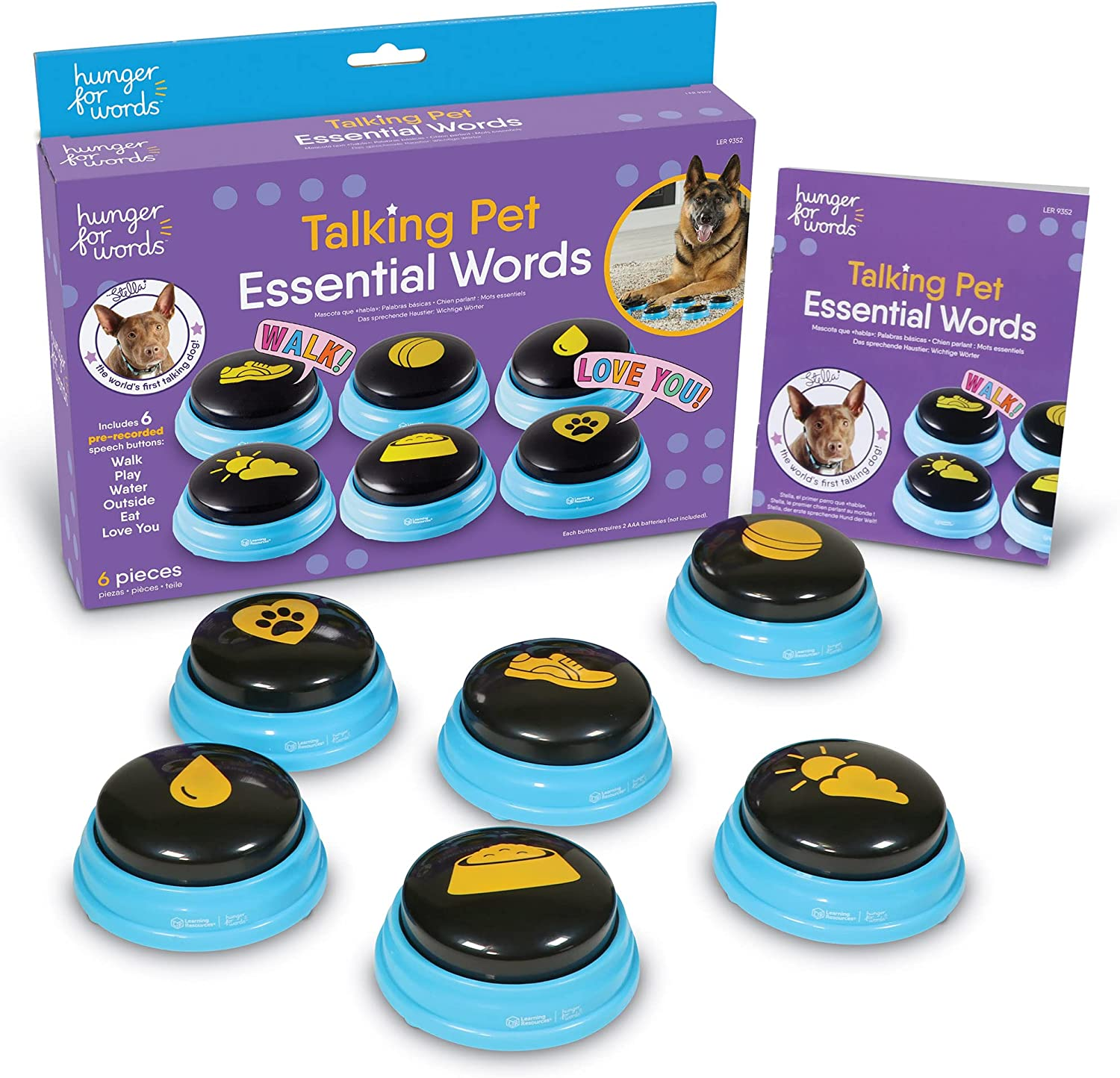 Hunger for Words Talking Pet Essential Words Button Set (6-Pieces)
