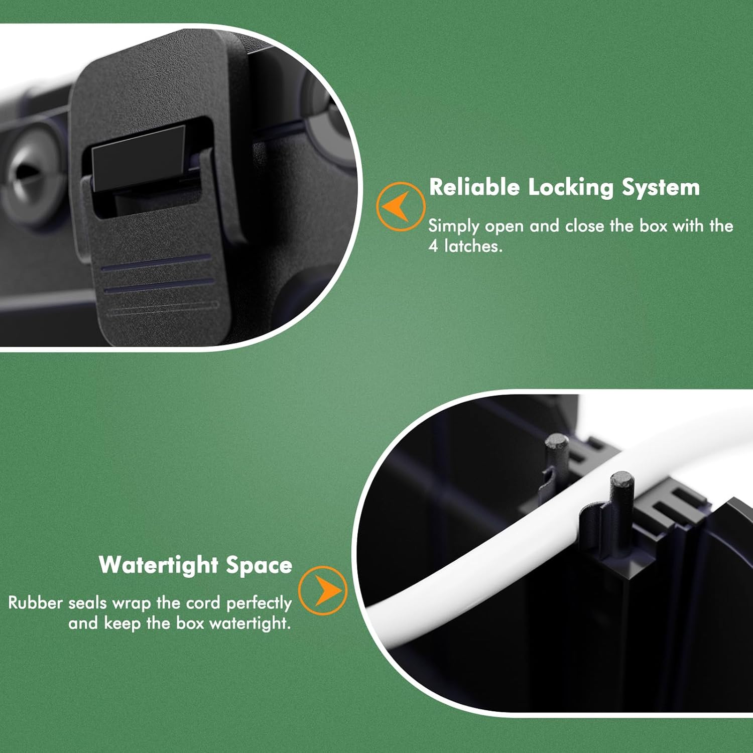 RESTMO Extra Large Weatherproof Electrical Box (32 X 22 X 13 Cm), IP54 Waterproof Outdoor Extension Lead Cover, Protect Outlet, Plug, Socket, Timer, Power Strip, Holiday Light Decoration, Black image number 2