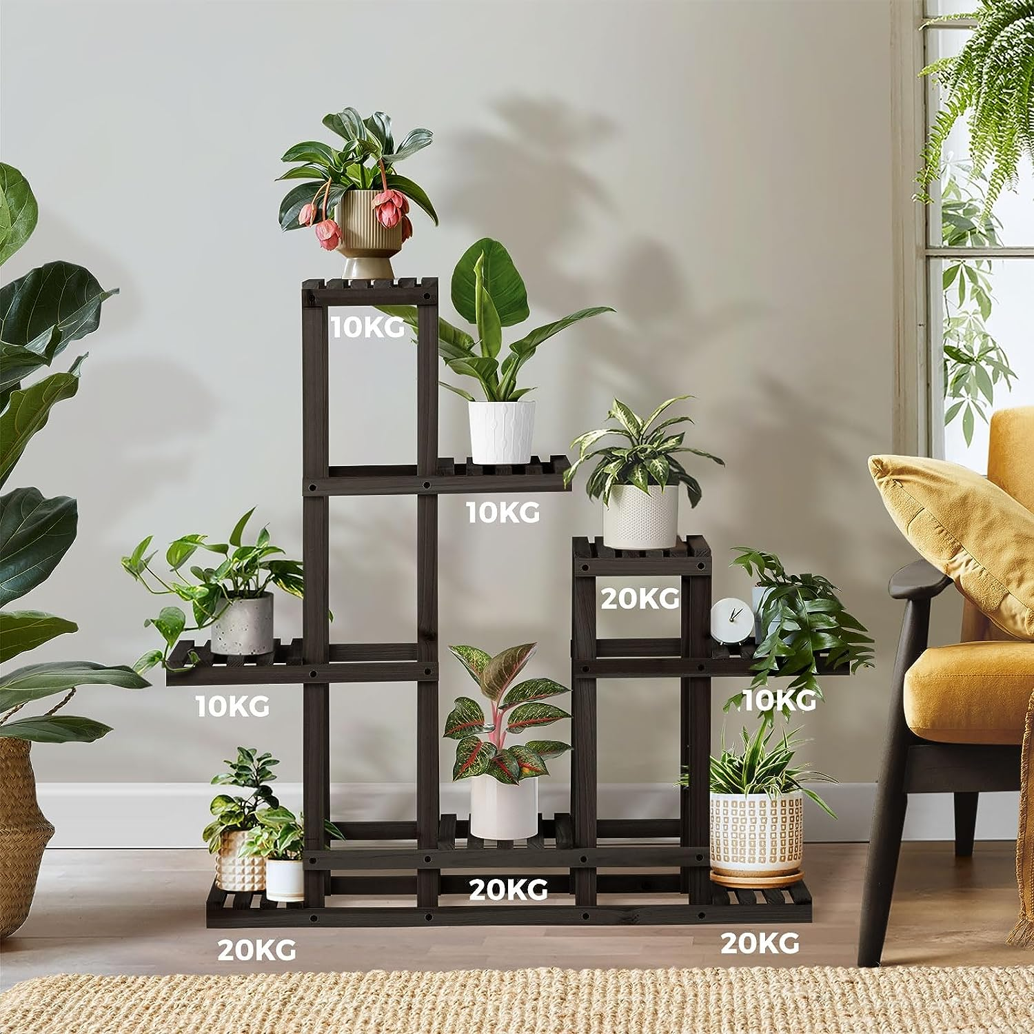 Livsip Wooden Plant Stand with 6 Tier and 8 Potted image number 4