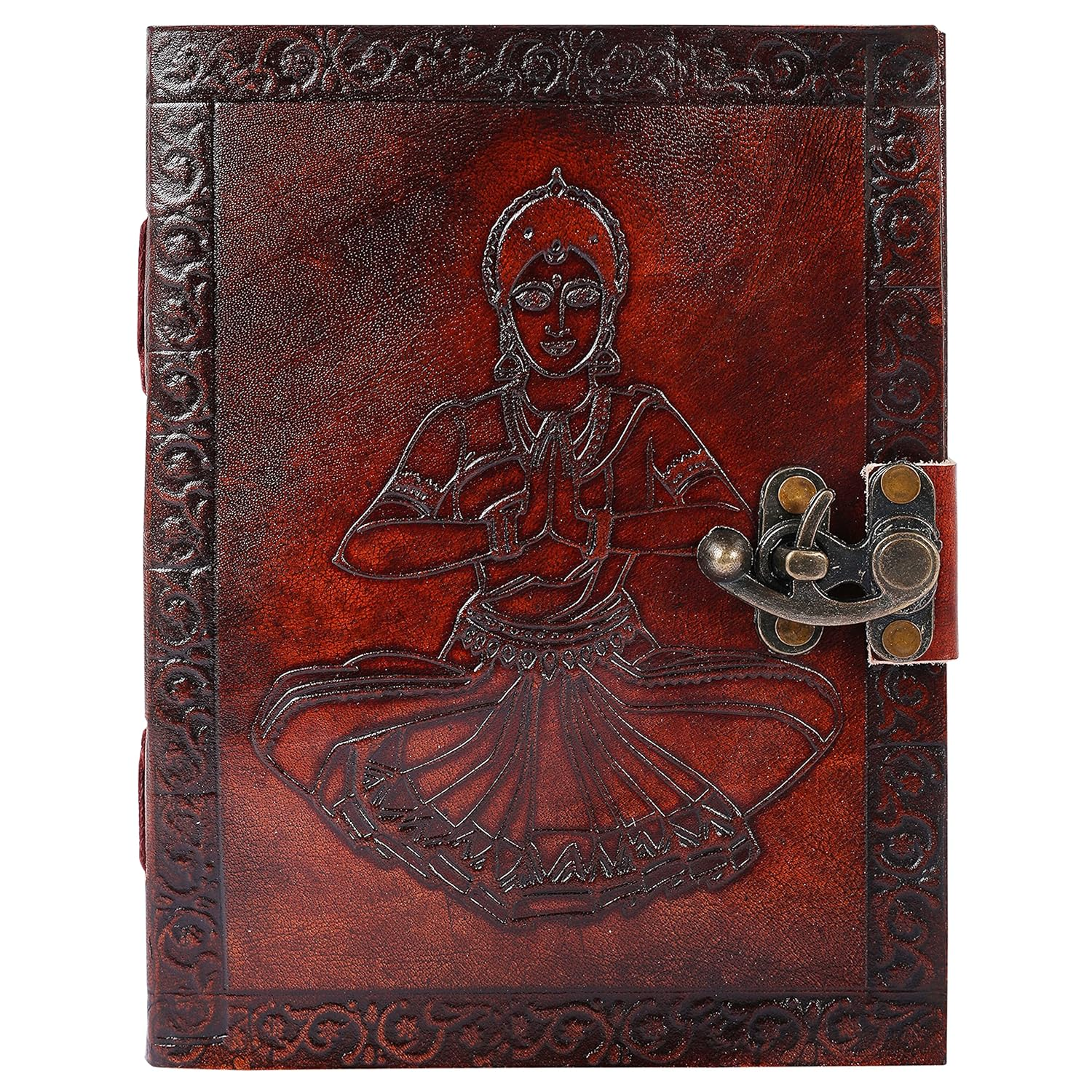 OVERDOSE Bharatnatyam Leather Journal - Handmade Journal for Students, Office Bound Leather Journal for Men & Women | Sketchbook | Notebook Diary - 6 X 8 Inches | 15 X 20 Cm | A5 image number 5