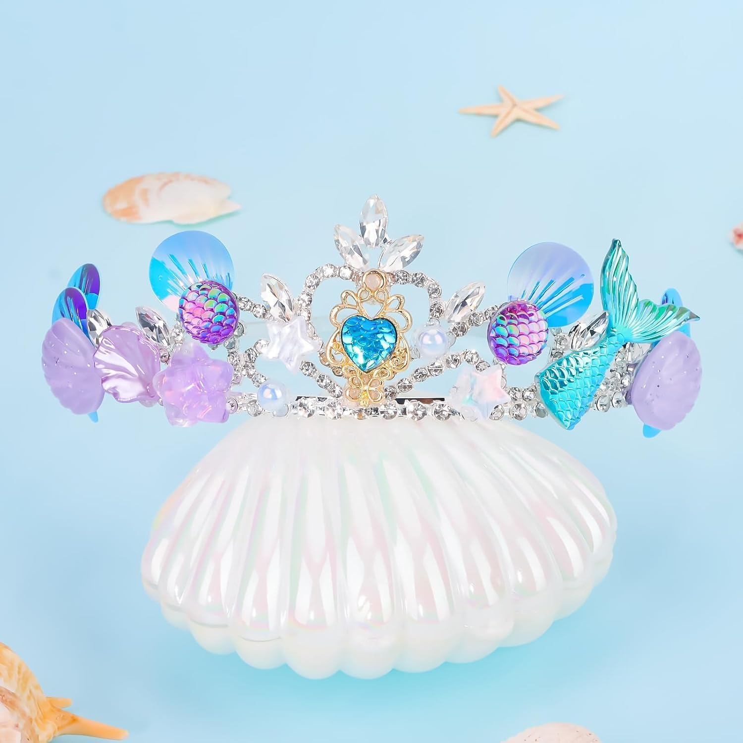 1PCS Mermaid Crown Hair Accessories: Fish Scales, Seashell Headband Tiara for Women, Girls - Costume, Birthday Party, Halloween, Prom Gifts