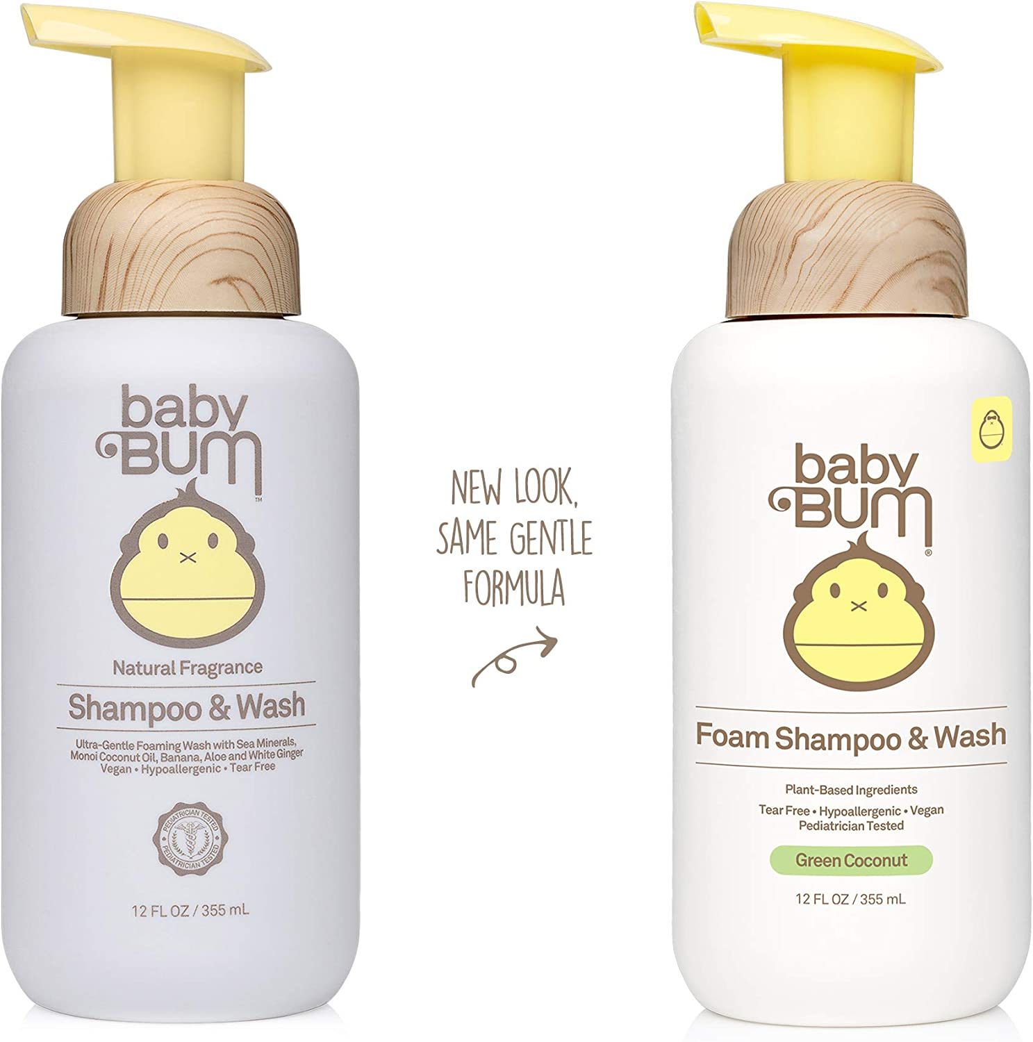 Sun Bum Baby Bum Bubble Bath - Tear Free Foaming Bath for Sensitive Skin with White Ginger - Natural Fragrance - Gluten Free & Vegan - 2 X 355Ml