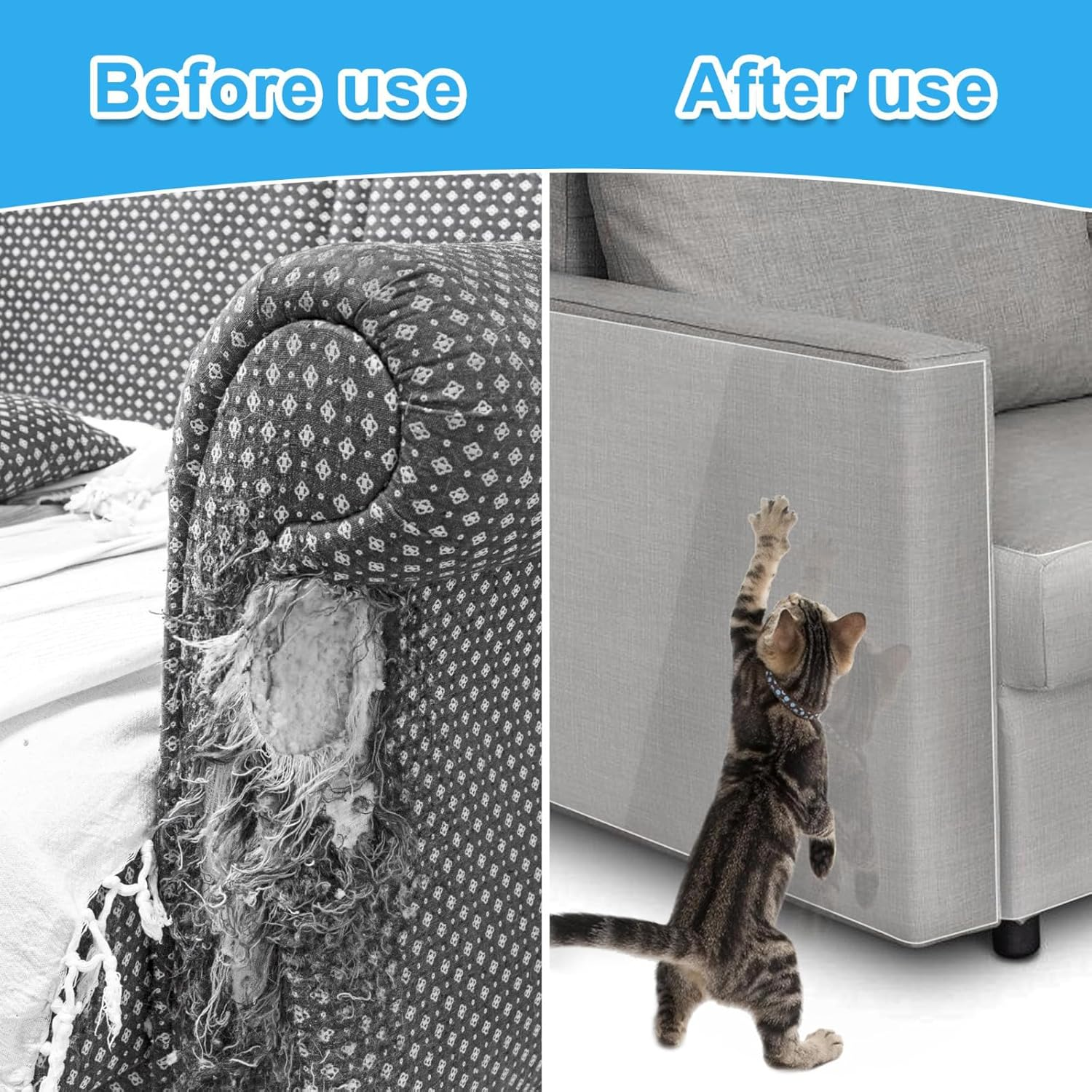 Anti Cat Scratch Furniture Protector, 500 X 30 CM, Large Couch Protector for Cats, Single-Sided Sticky, Clear Couch Corner Guards, Tape for Furniture, Couch, Sofa, Door, Walls image number 2