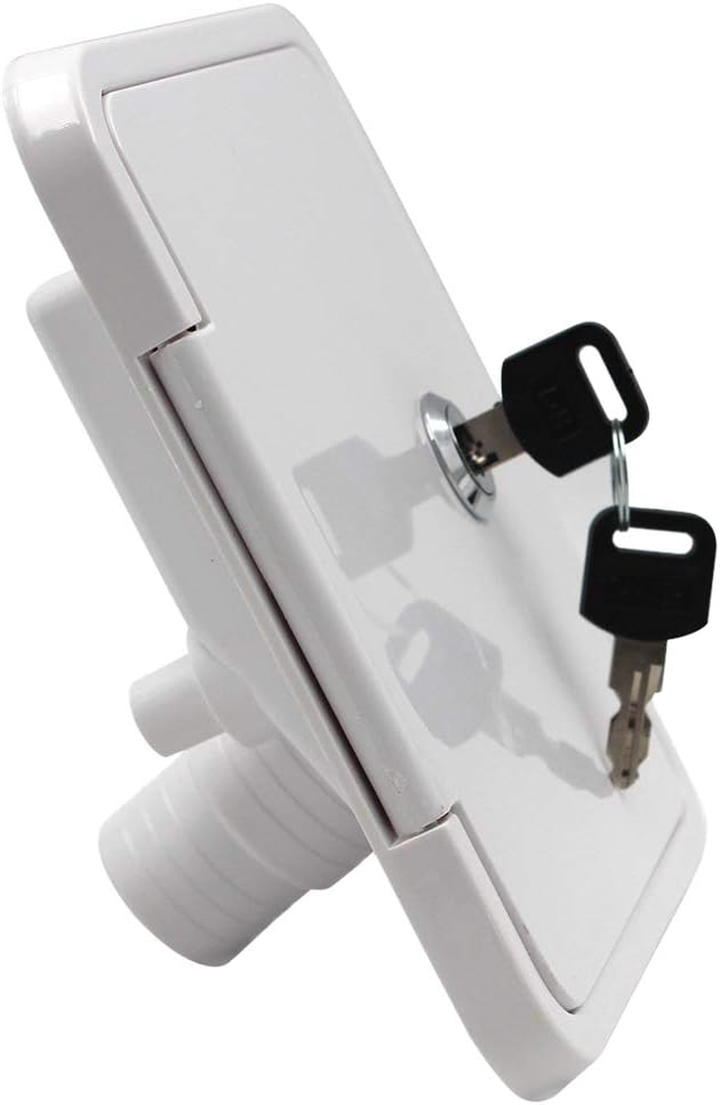 Blesiya White Gravity Plastic City Water Tank Inlet Hatch Camper Trailer RV Lock Door #1 image number 4