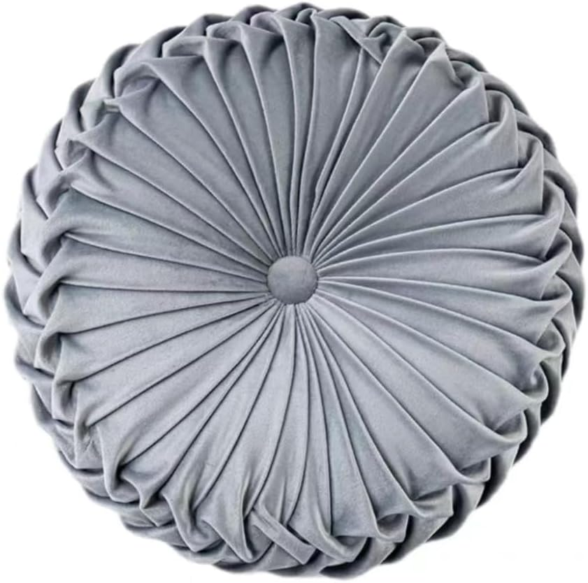 Throw Pillow Velvet Home Decoration round Pillow Cushion for Couch Chair Bed Car Bedroom (Gray)