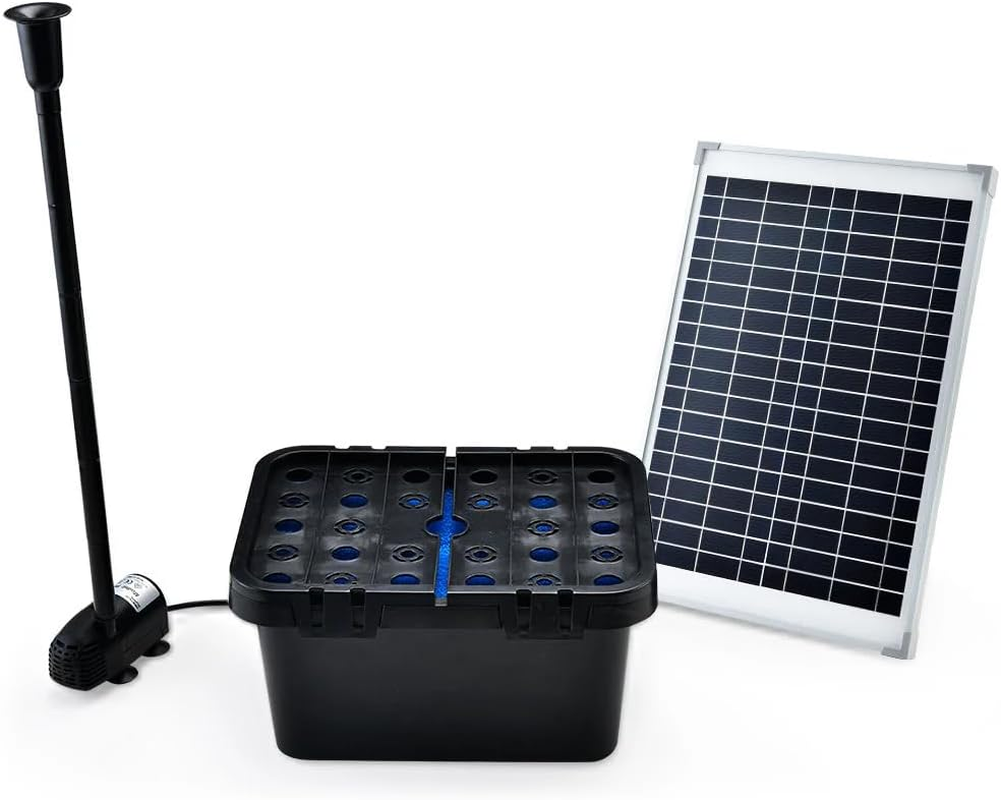 "PROTEGE 10W Solar Powered Water Fountain Pond Pump with Eco Filter Box Kit Set, PF20"