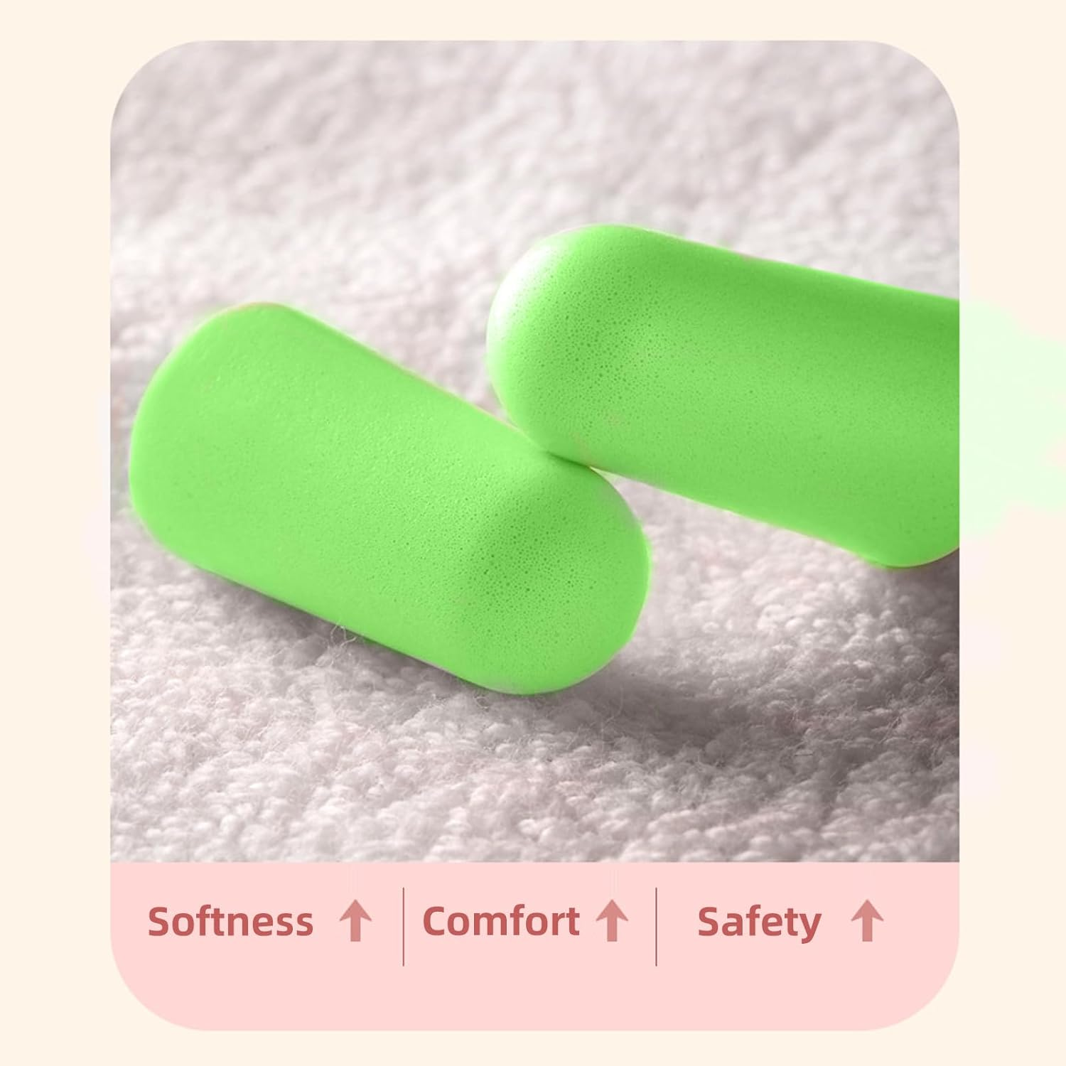 JZS Ultra Soft Foam Earplugs, 60PCS, 33Db NRR, Comfortable Ear Plugs for Sleeping, Snoring, Travel, Concerts, Work, Green - Green image number 5