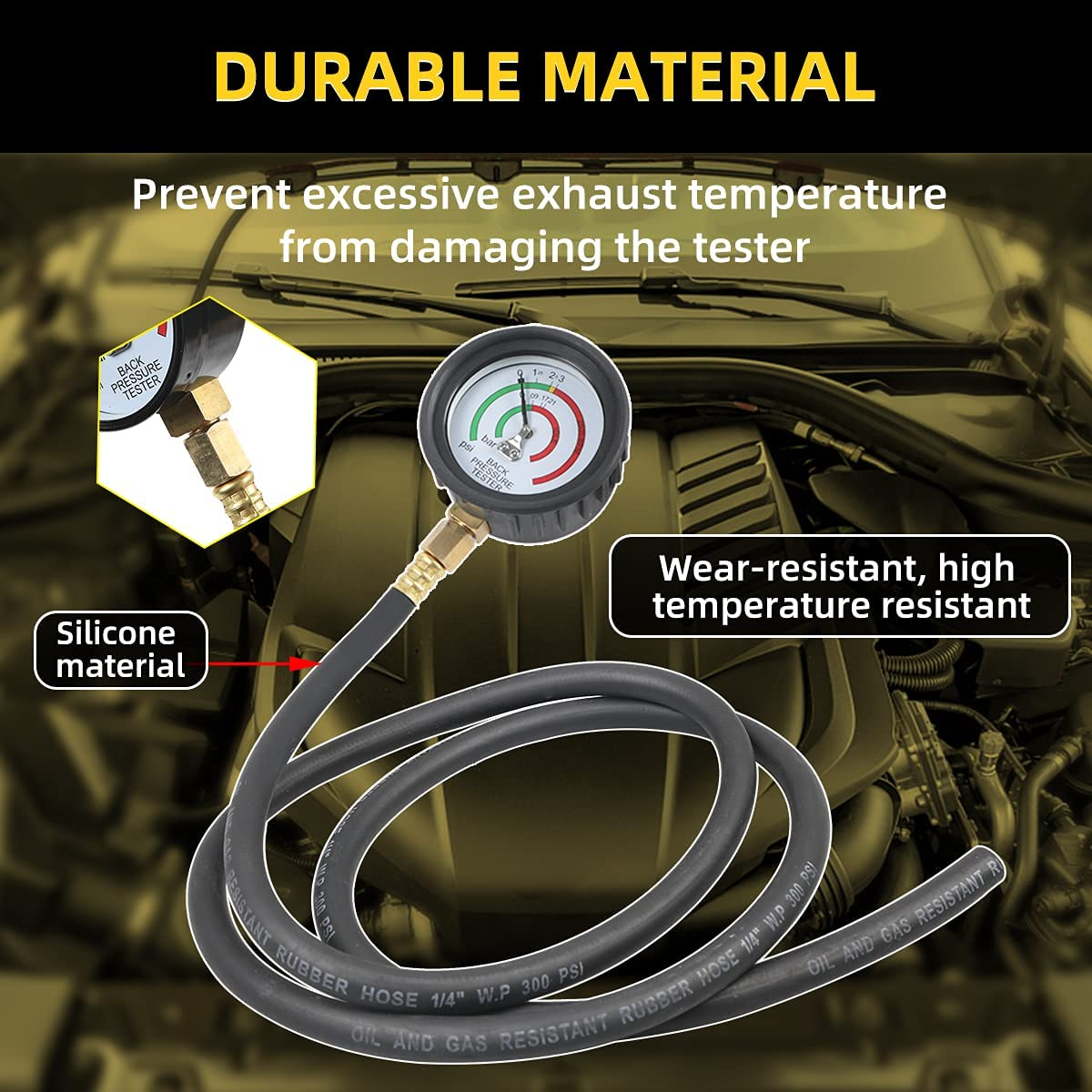 CMTOOL Exhaust Back Pressure Tester Kit with 6-Foot Hose, Gauge, Car Adapter (M12&M18) image number 1