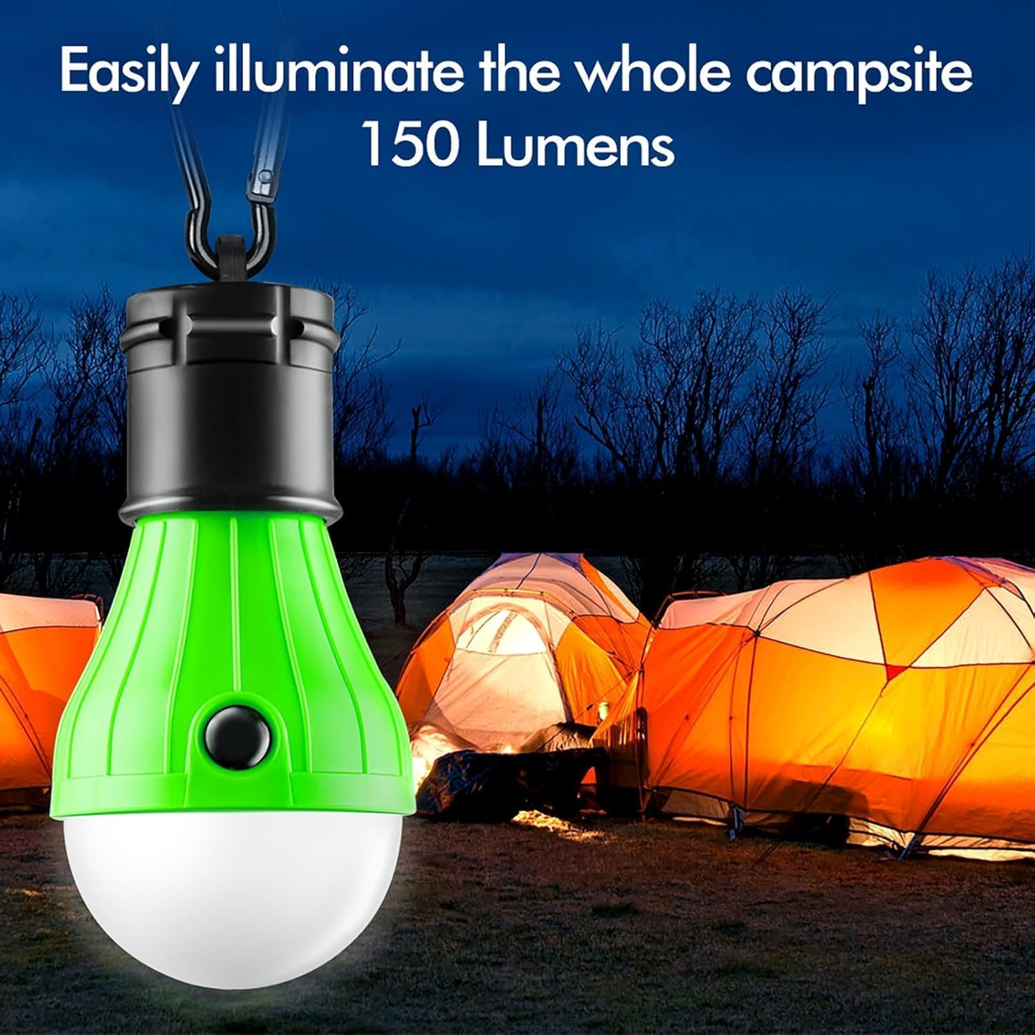Compact Tent Light with Clip Hooks, Portable LED Hanging Tent Lights with 3 Lighting Modes, Dimmable Camping Lantern Bulbs for Emergency Backpacking Hiking Outdoor and Indoor, Batteries Not Included image number 5