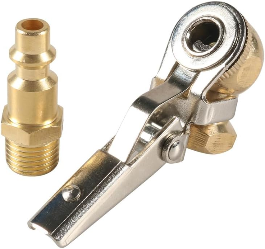 Air Chuck with Clip Tire Inflator Nozzle Adapter, Brass Ball Foot Tire Chuck 1/4" NPT for Truck, Car, RV, Auto image number 2