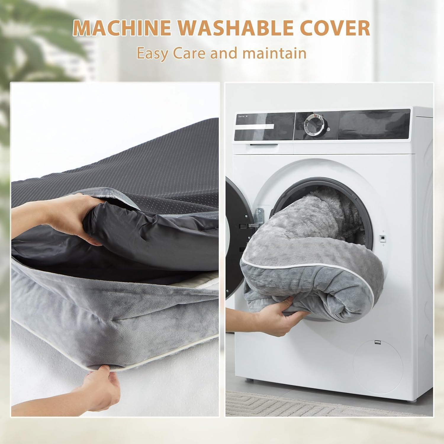 Orthopedic Dog Beds for Large Dogs-Waterproof Sofa Dogs Bed with Removable Washable Cover, Large Pet Bed with Waterproof Lining and Nonskid Bottom,Pet Bed for Larges Dogs, Grey (L)