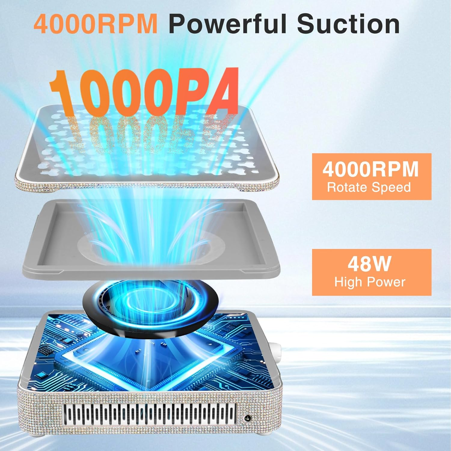 IMENE Nail Dust Collector for Nail Tech, Powerful Nail Vacuum Cleaner