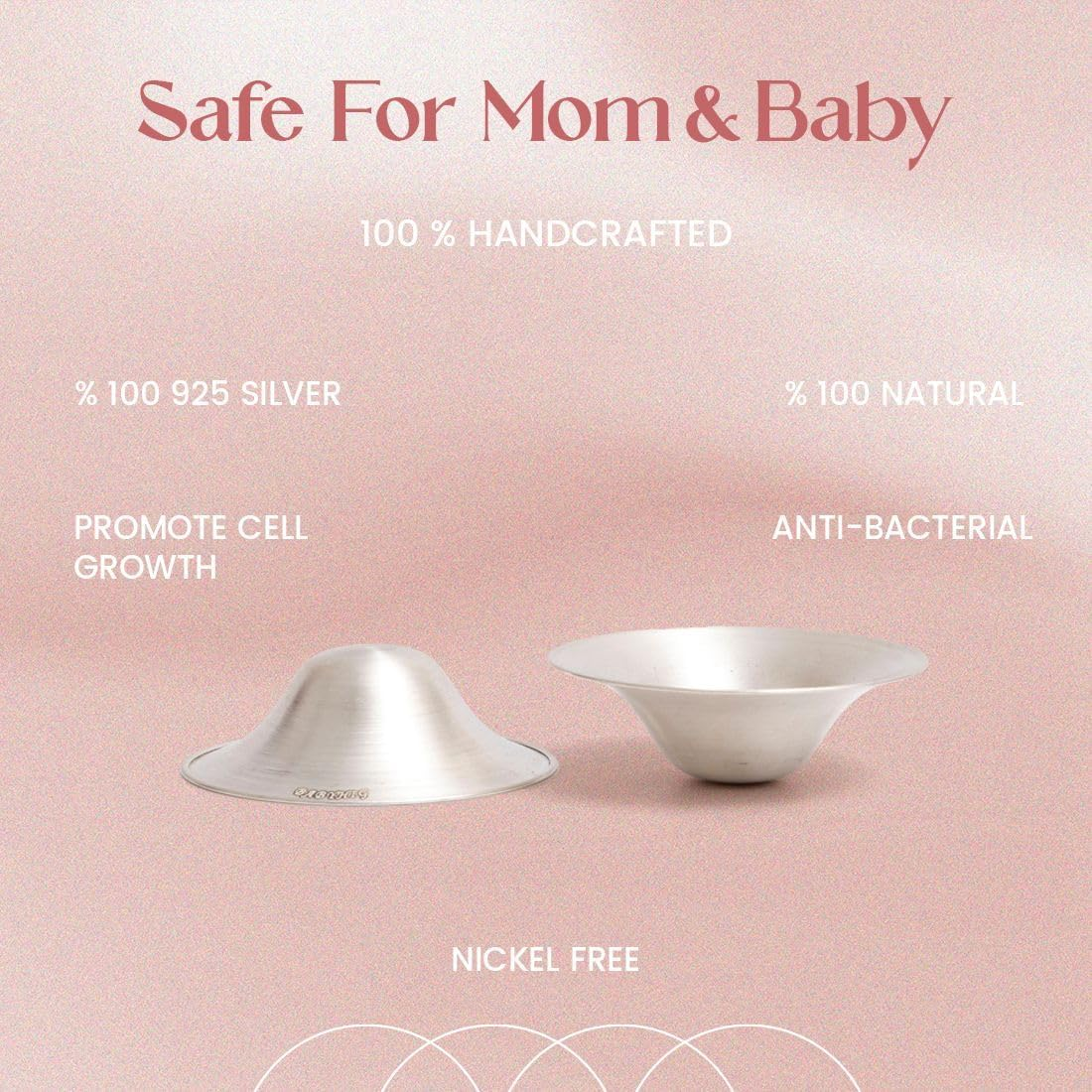 BABYHIG the Orginal Silver Nursing Cups &ndash; Silver Nipple Shields for Breastfeeding - Nipple Guards Protector for Breastfeeding - Nipple Shields for Nursing Newborn &ndash; Nickel Free &ndash; 925 Silver image number 3