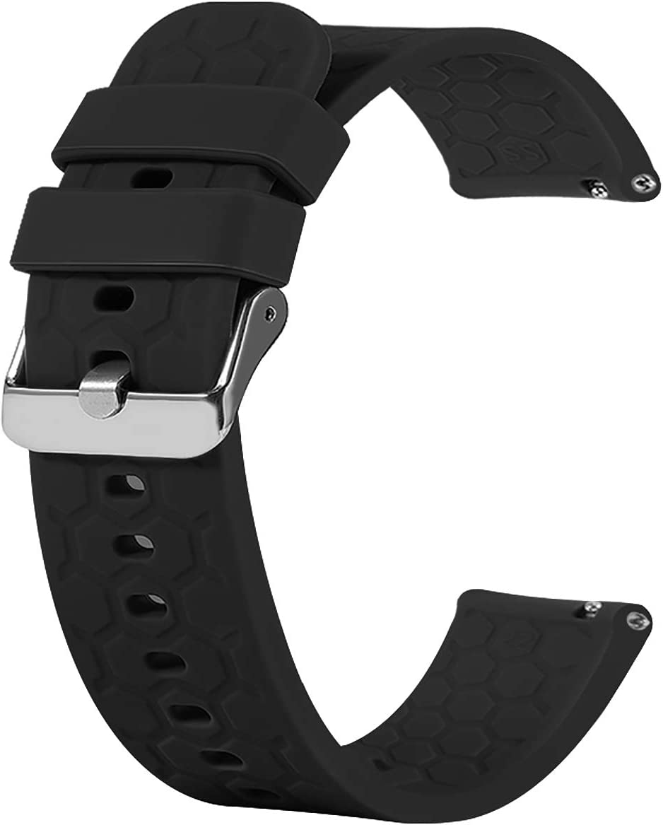 18Mm 19Mm 20Mm 22Mm Width Silicone Quick Release Wristband Replacement Sports Straps Bracelet Watch Band Women Men Strap with Quick Release Pins Intended for Smartwatch (22Mm, Black) image number 5