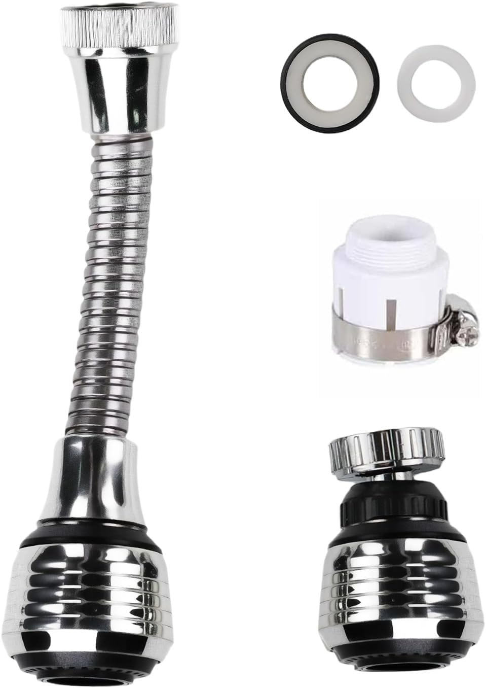 Kaoruo 360 Degree ABS with Universal Connector for Kitchen Sink Hot and Cold Water Faucet Sprayer Attachment Flexible Faucet Extender Aerator image number 3