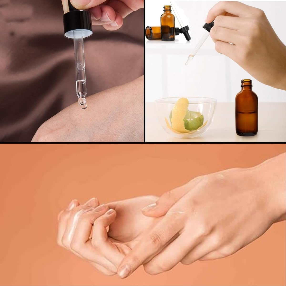 6PCS Amber Glass Eyedropper Bottles, Glass Bottle Reagent Eye Dropper, Essential Oil Aroma Dropper and Travel Bottle (10Ml) image number 5