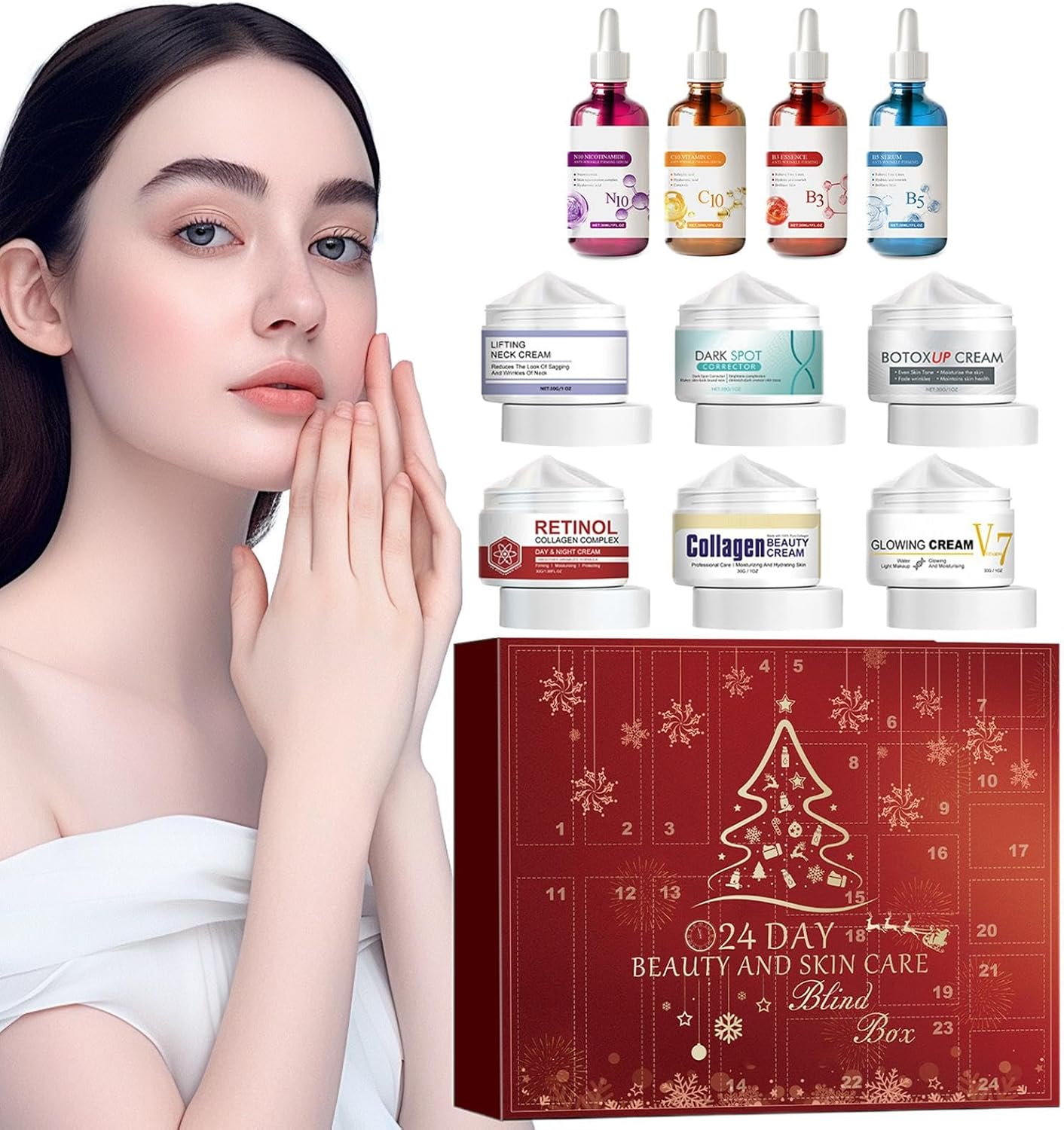 Makeup Advent Calendar 2024, Beauty Advent Calendar 2024,Skincare Advent Calendars, 24 Days Christmas Makeup Countdown Calendar Box image number 6