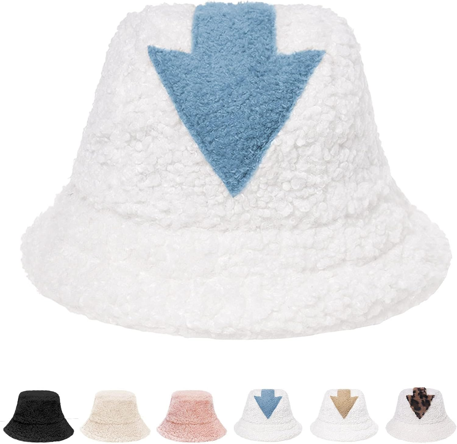 Hebenie Winter Bucket Hat - Women Fluffy Fisherman Hat Soft Faux Winter Fuzzy Furry Warm Thicken Wide Brim Plush Hat for Women Girls