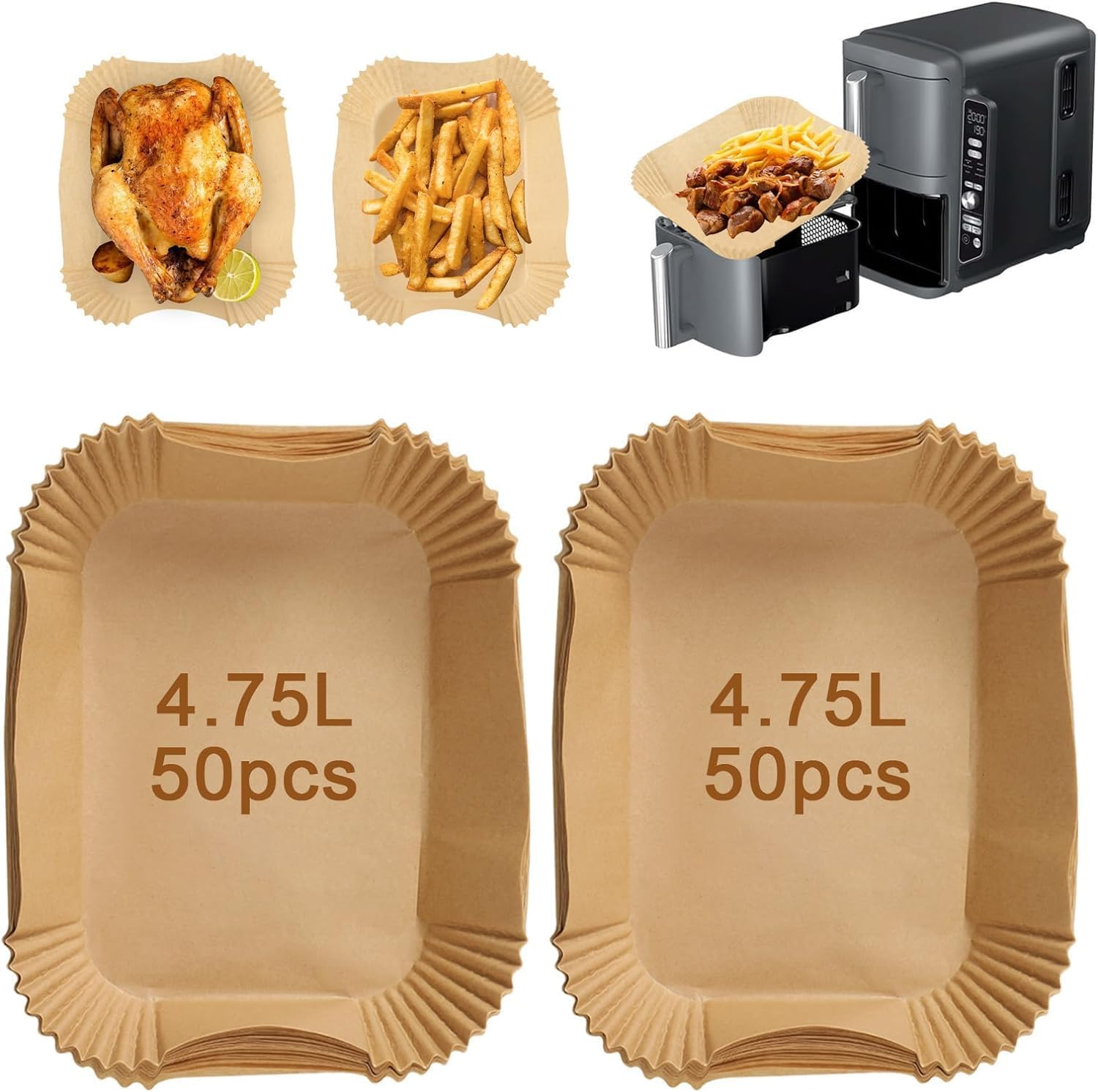 HOJIO 100PCS Ninja Double Stack XL 9.5L SL400ANZ Air Fryer Liners,Disposable Baking Paper Liners Accessories for Ninja Double Stack Airfryer SL400ANZ, Ninja Stack Insert image number 3