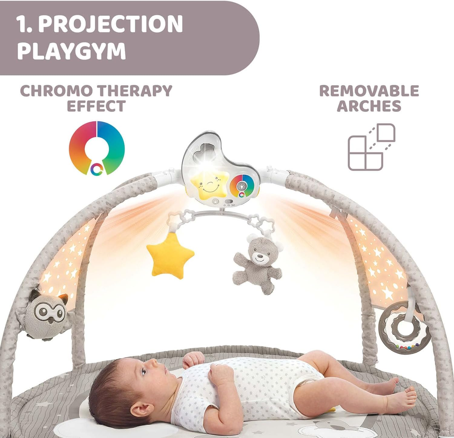 Chicco 3 in 1 Baby Gym Activity Mat, Beige image number 1