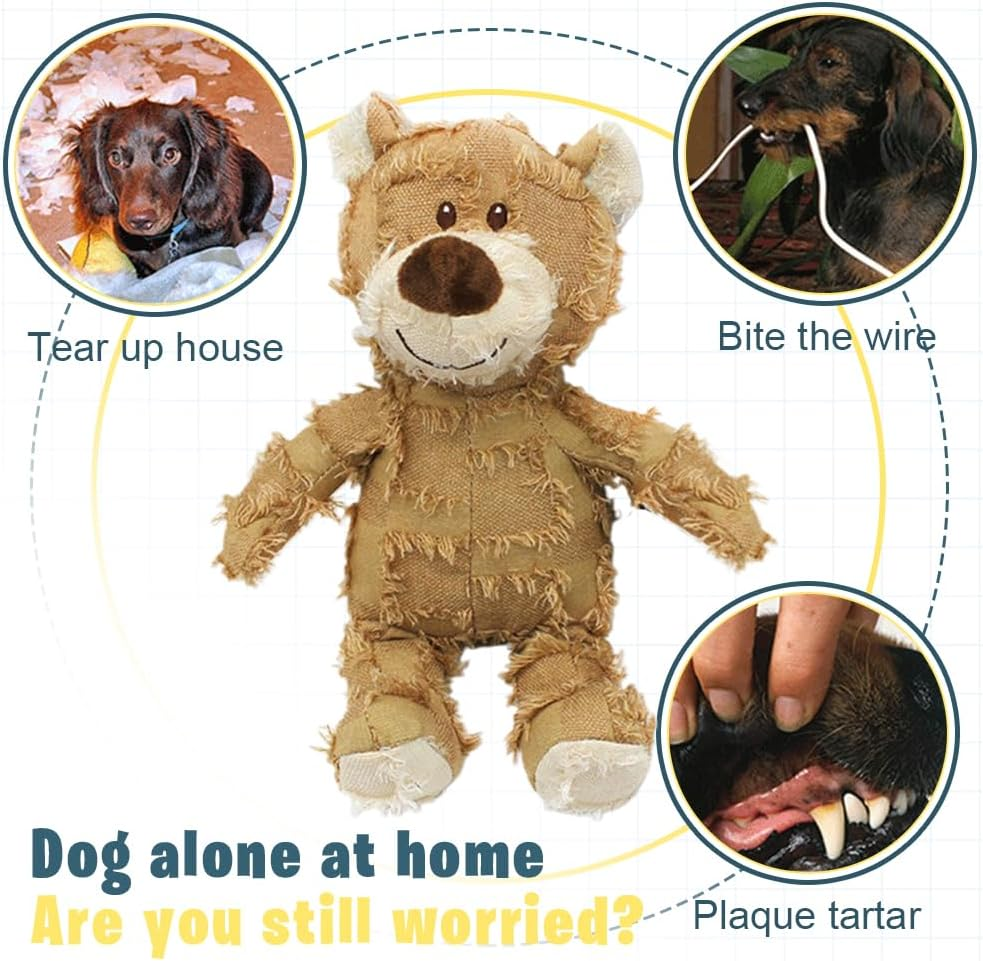 Indestructible Robust Bear, 2024 Upgraded Dog Companion for Heavy Chewers Large Small Dogs Toys for Heavy Chewers Unbreakable Stuffed Plush to Keep Them Busy (Navy, Large) image number 1