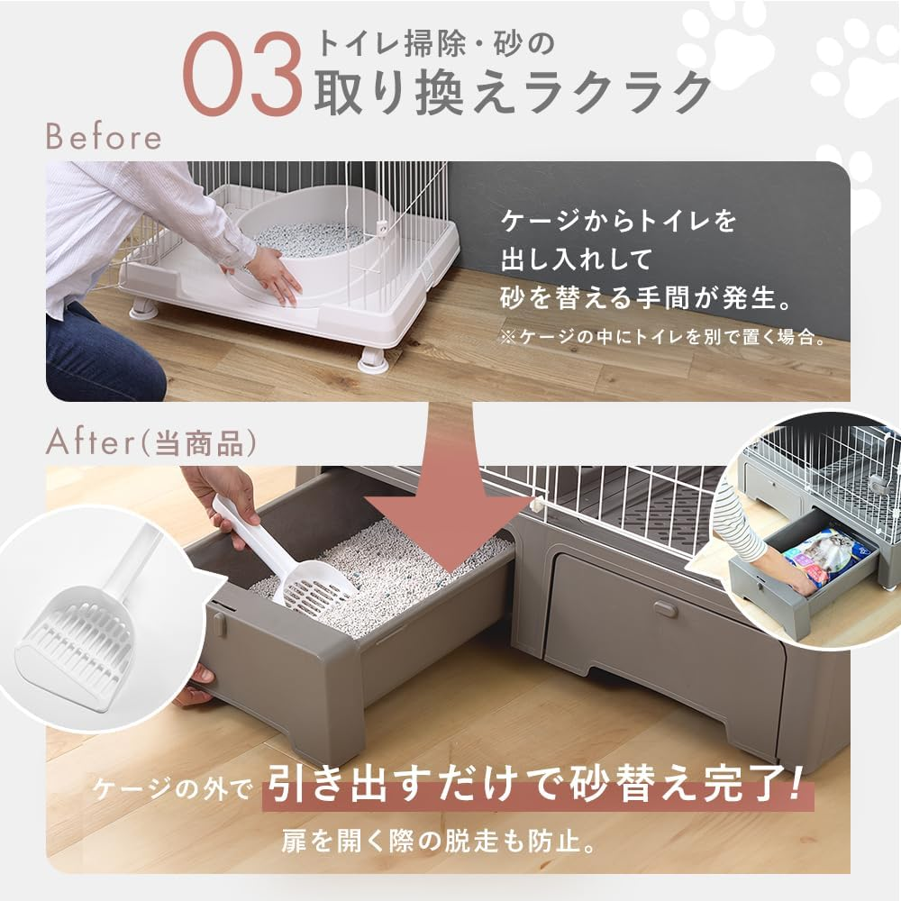 Iris Plaza MB273 Cat Cage, Integrated Toilet, Cat Cage, 3 Tiers (With Cat Sand Scoop), Gray image number 2