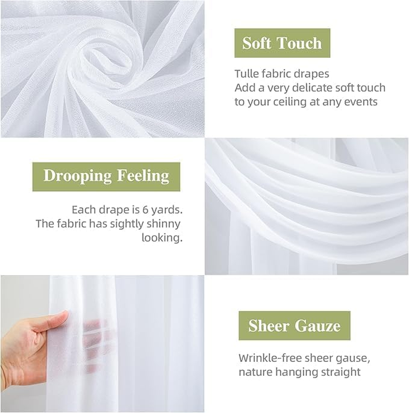 Acemedia Wedding Arch Draping Fabric, 1 Panel 28" X 19Ft White Arch Drapes Sheer Backdrop Curtain for Ceremony Party Ceiling Decor image number 4