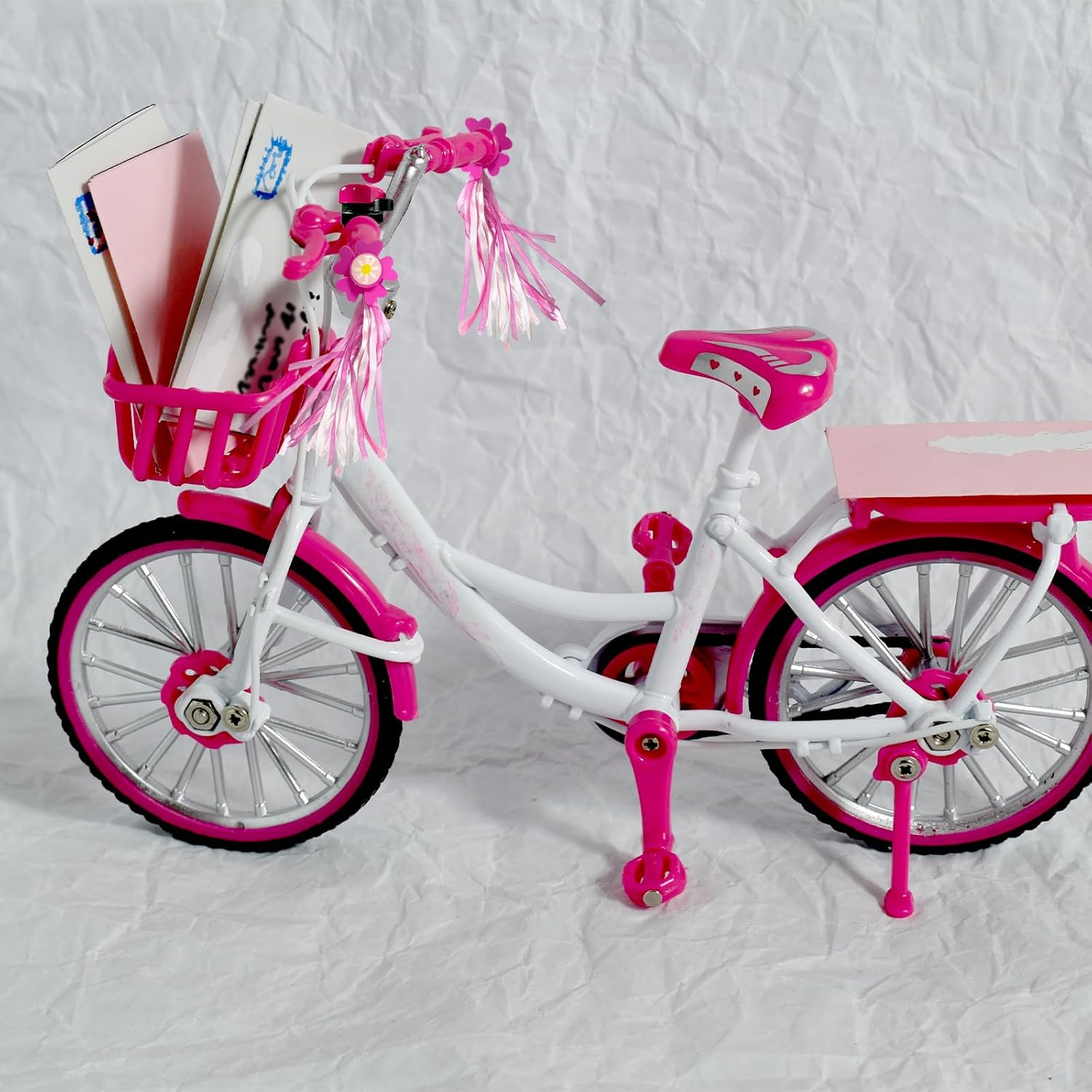 Scooter Handlebar Streamers, 2 PCS Bicycle Grips Ribbon with a Flower Bicycle Bell for Bike Decorations (3 PCS)