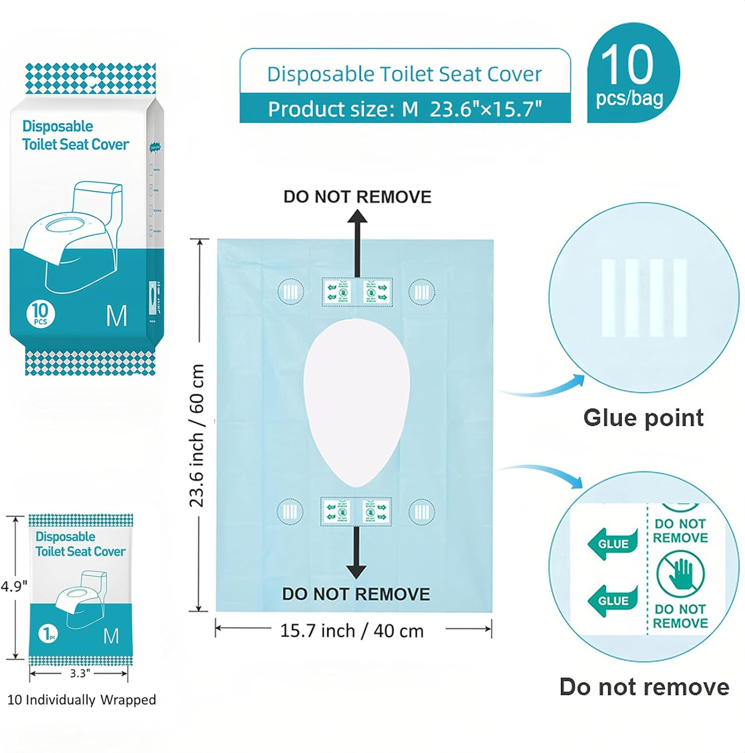 100 Pack Toilet Seat Cover Disposable ，Kids Potty Liners，Waterproof Anti-Slip Large Potty Training Toilet Seat Liner for Kids Potty Training and Adult Individually Wrapped Potty Liners ，For Public Restrooms/Travel