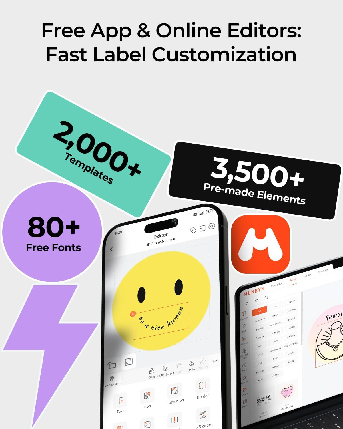 MUNBYN Bluetooth Shipping Label Printer, 4X6 Thermal Label Printer for Small Business, Compatible with Iphone, Android, Windows, Macos, Etsy, Shopify, Royal Mail, DHL, DPD, Evri, 402B, White image number 1