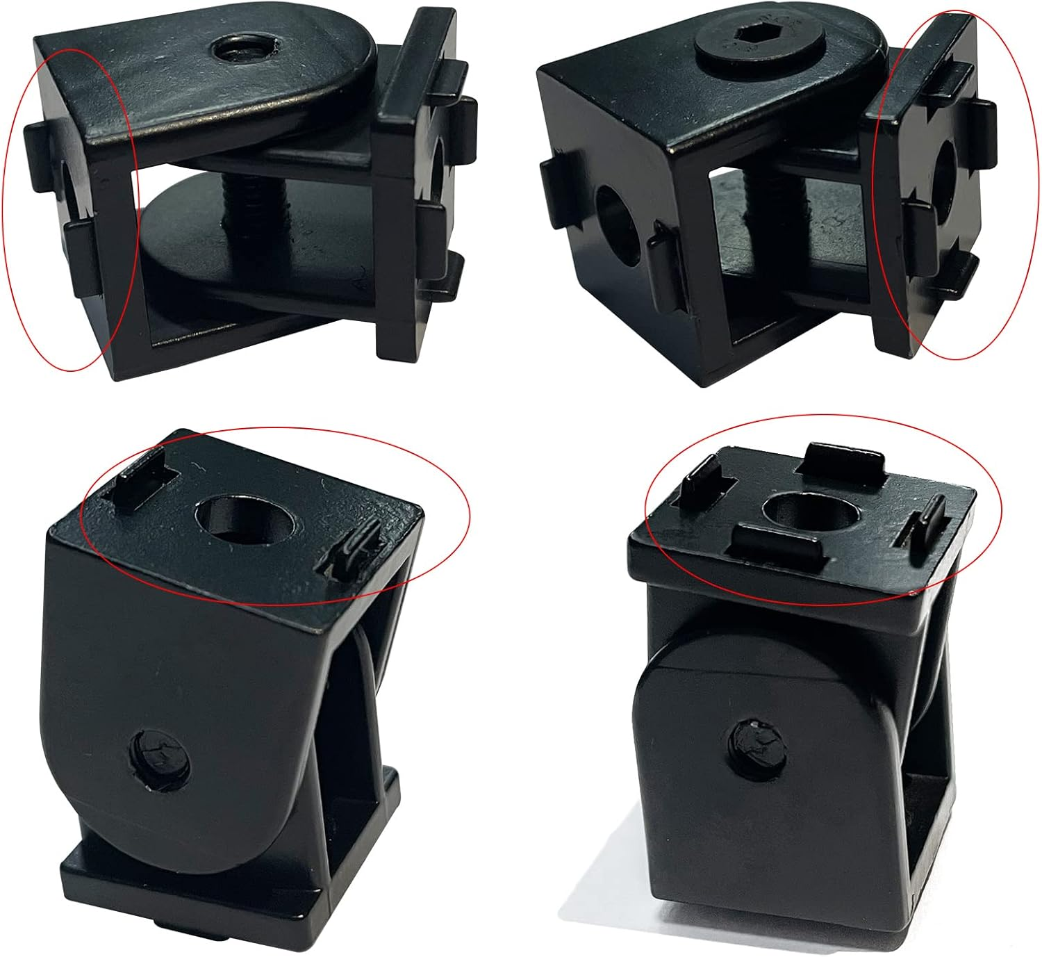 BLCCLOY 4 Sets Black 2020 Aluminum Extrusion Pivot Hinge Swivel Degree Angle Bracket with Handle for 20 Series 20/20 2040 V T Slot Extruded Aluminum Profile Hardware Connector image number 5