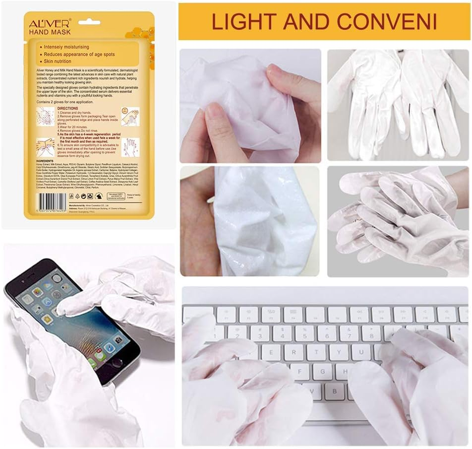 Hand Mask, 5 Pairs Hand Moisturizing Gloves Repairing Hand Mask for Extra Dry Skin Spa Masks, Exfoliating Hand Peeling Mask, Repair Rough Skin for Men & Women (C) image number 2