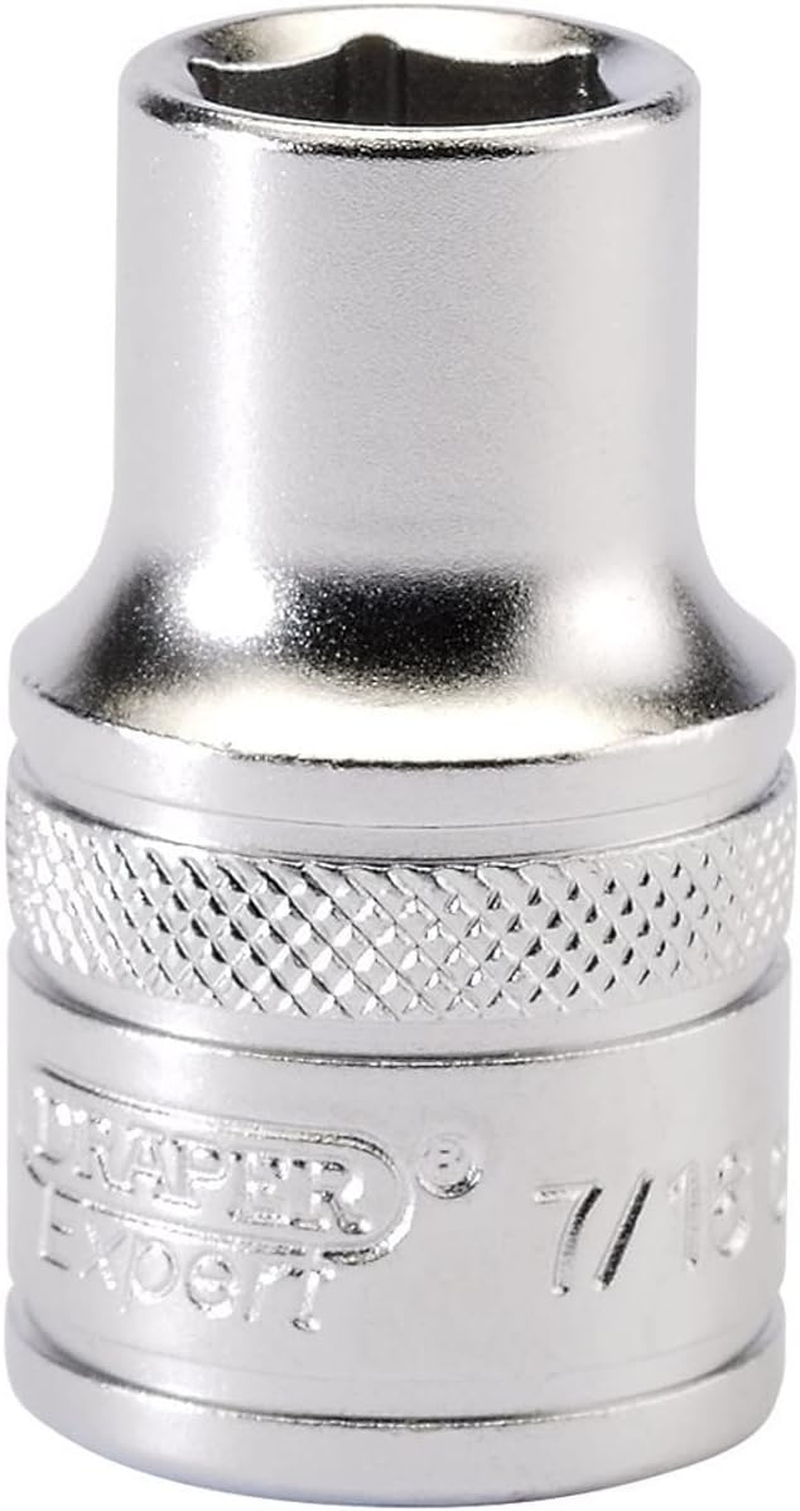 Draper 16636 1/2-Inch Square Drive Micro Satin Chrome Imperial Socket, 1.1/8-Inch Size image number 2
