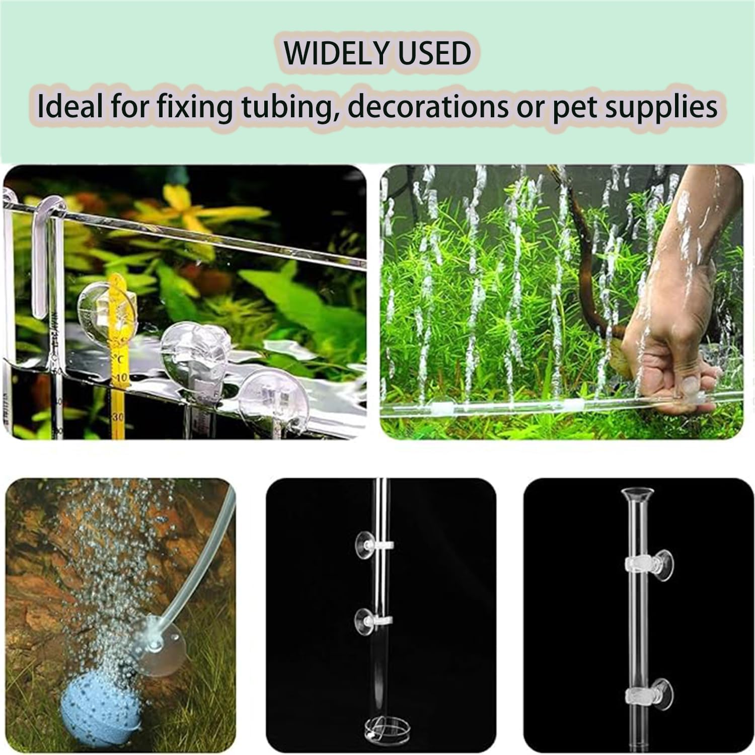 Roczential 24-Pack Aquarium Suction Cup Clips for 3/16" ID Airline Tubing, Air Hose Holder Clamp for Fish, Turtle, Frog Tank