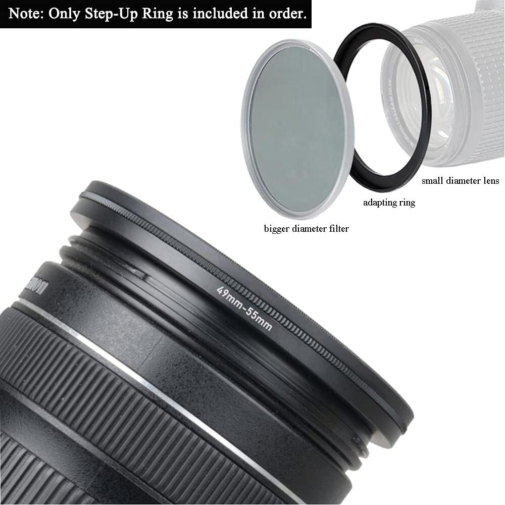 49Mm-55Mm Step up Ring(49Mm Lens to 55Mm Filter, Hood,Lens Converter and Other Accessories) (2 Packs), Fire Rock 49-55 Aerometal Camera Lens Filter Adapter Ring image number 3