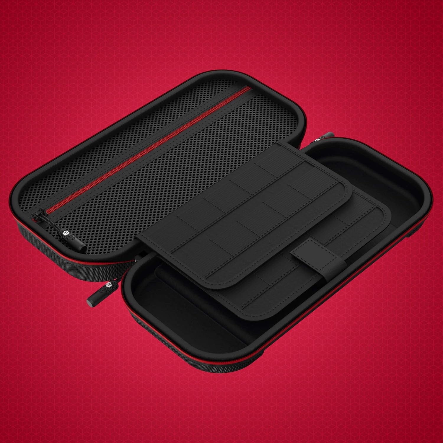 Powerwave Premium Carry Case Black Crimson for Nintendo Switch 2, Durable Protective Hard Shell, 30 Game Cartridge Slots, Mesh Pocket, Portable Travel Storage Case image number 4