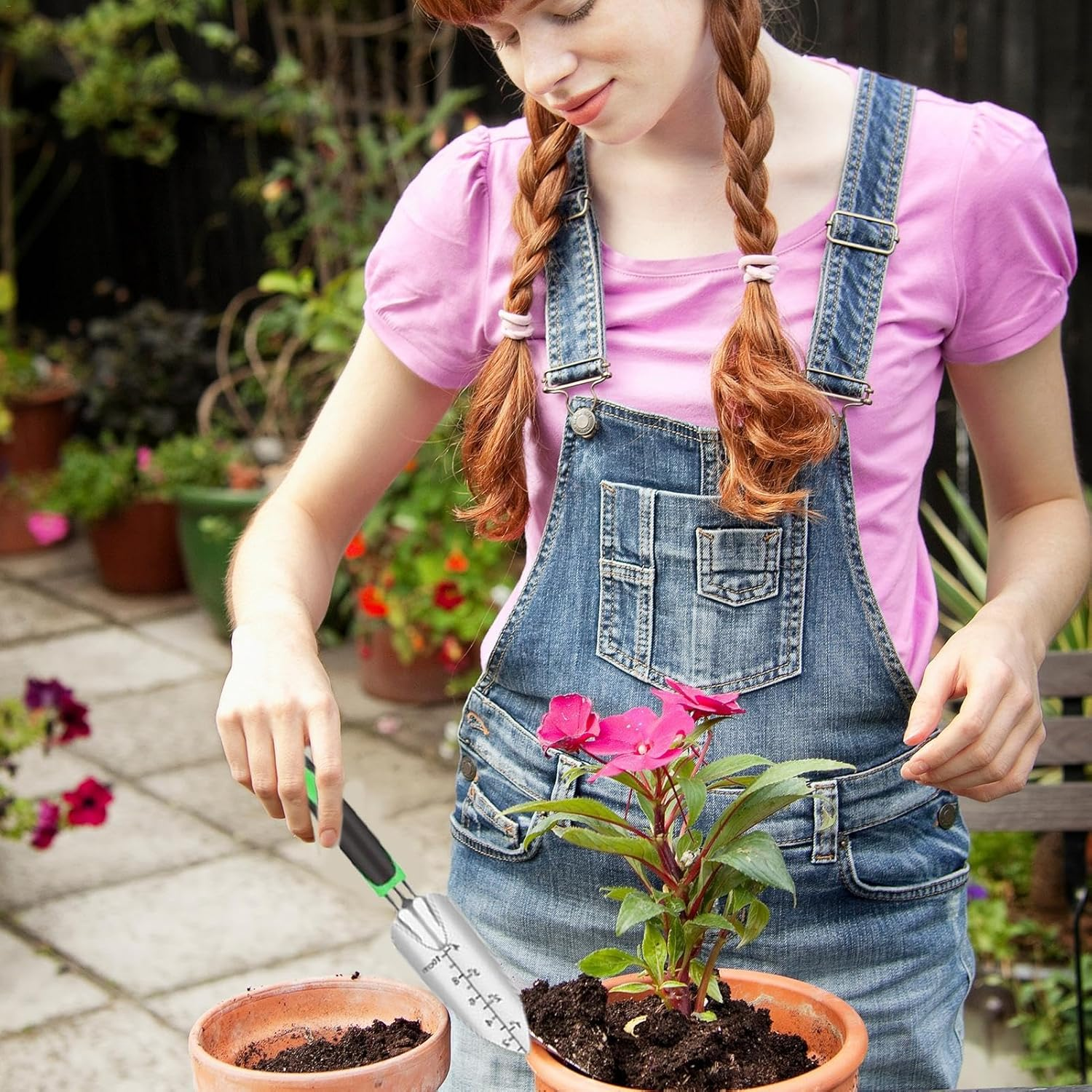 Garden Tools with Bag | Portable Gardening Supplies Hand Tools for Outdoor | 18X Hand Pruning Tools with Storage Bag, Garden Tools with Rubber Handle for Gardening image number 2