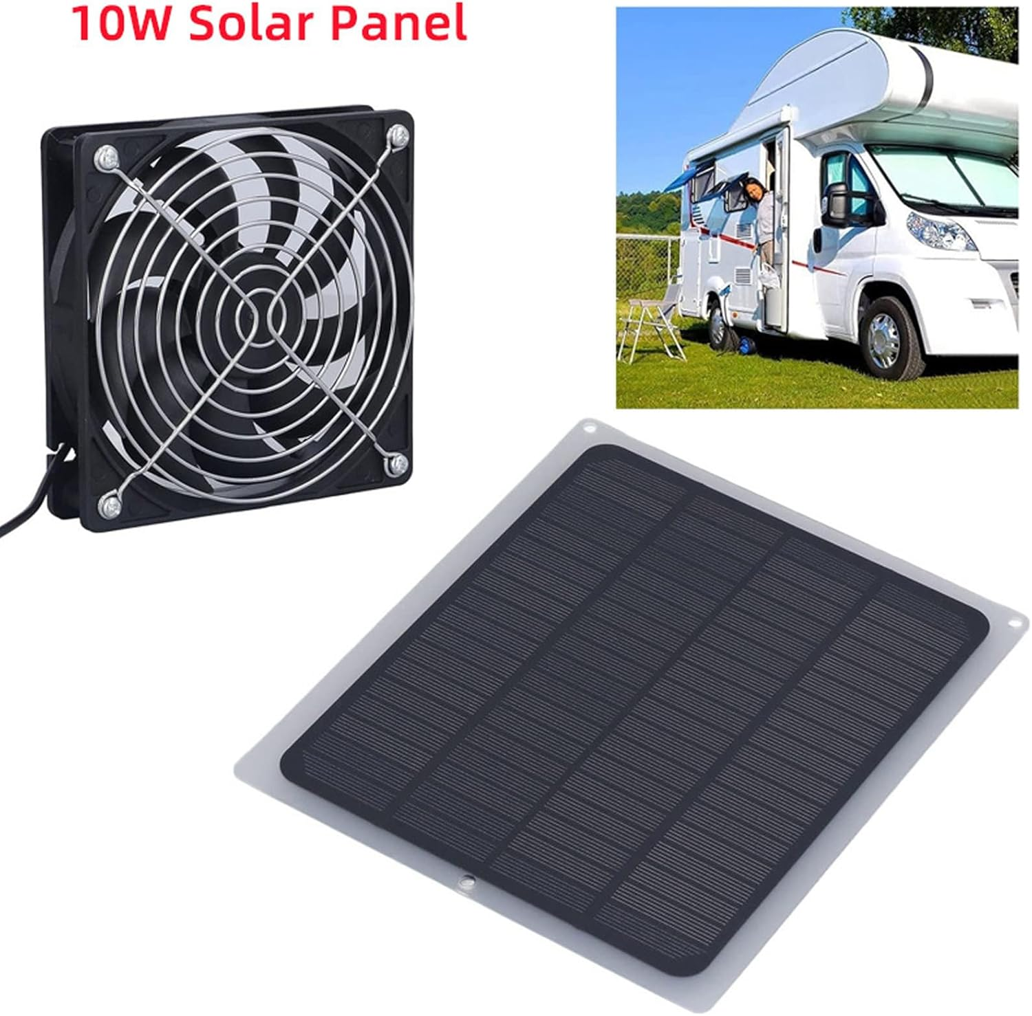 10W Weatherproof Solar Powered Fan Wall Mounted Solar Powered Exhaust Fan Kit, Solar Panel Powered Fan Kit for outside Small Chicken Coops Greenhouses Sheds Pet Houses image number 4