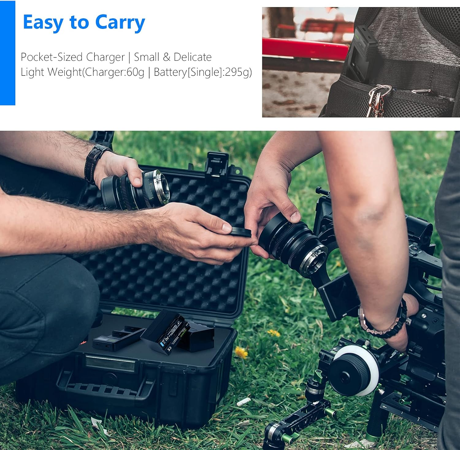 Neewer Fast Charger Dual USB with 2-Pack 6600Mah Replacement NP-F970 Batteries, Compatible with Sony NP-F970 F960 F950 F770 F750 F570 F550,Handycam and Neewer Led Light, Monitor, Motorized Slider image number 5